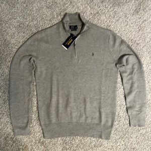 Polo Ralph Lauren Men’s Pima Cotton Light Grey Quarter Zip Sweater NWT size S